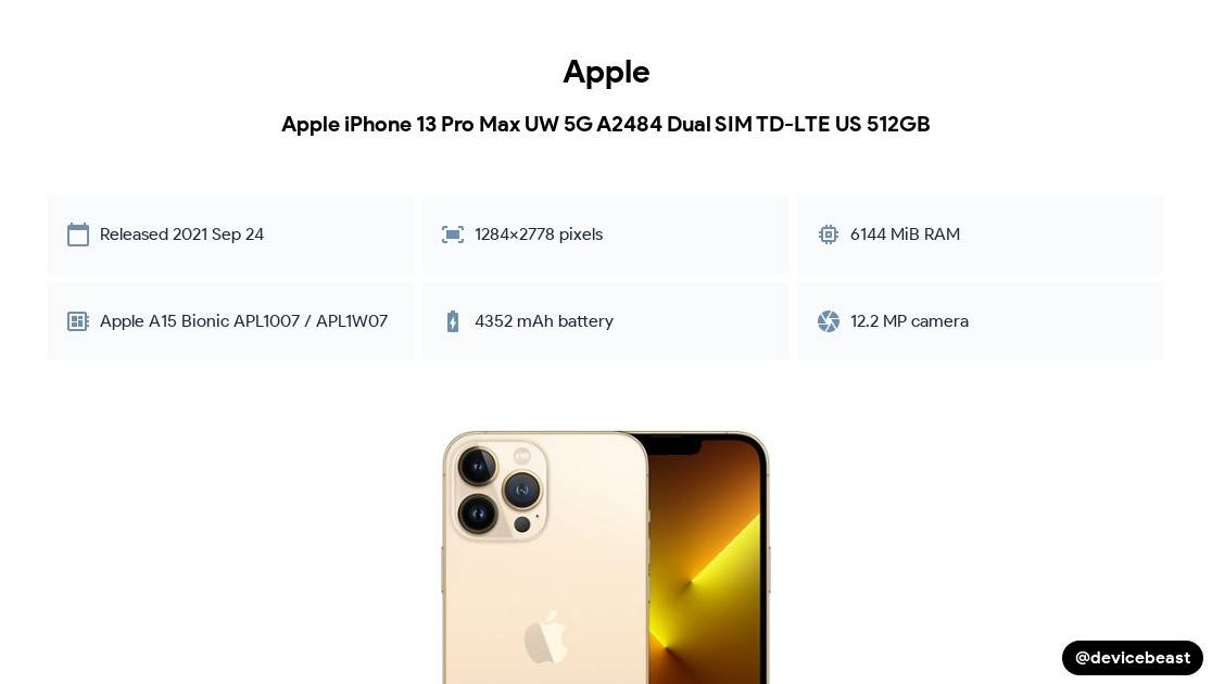 Apple iPhone 13 Pro Max UW 5G A2484 Dual SIM TD-LTE US 512GB cover