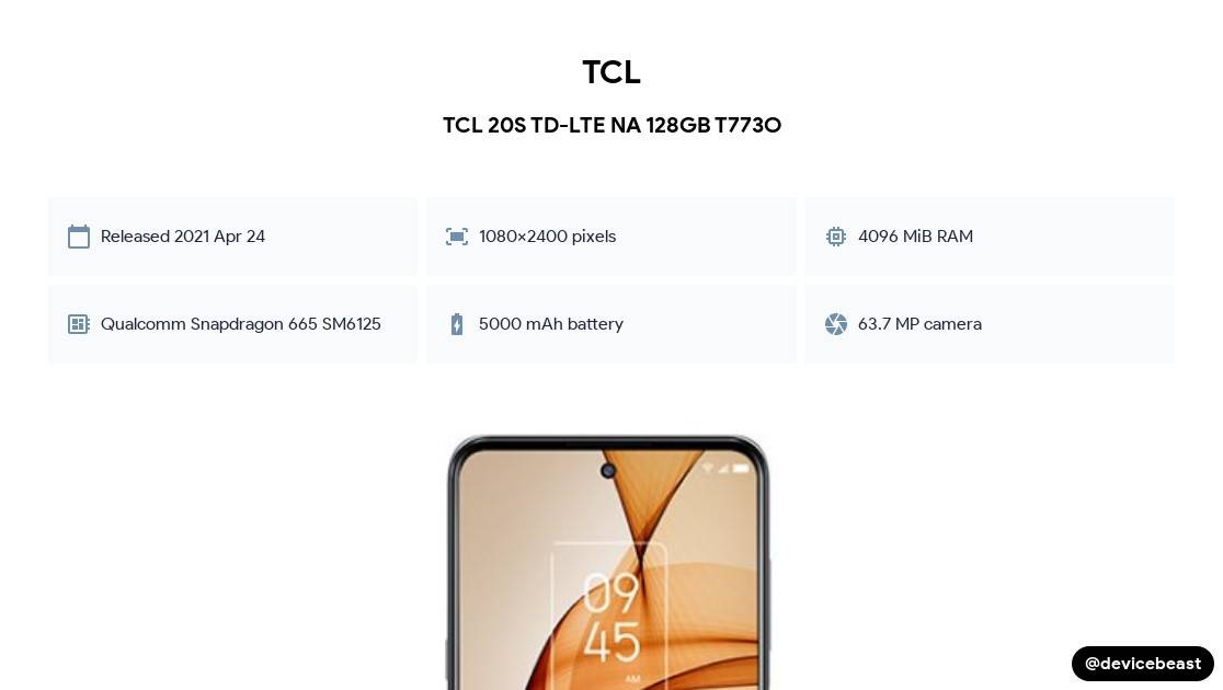 TCL 20S TD-LTE NA 128GB T773O cover