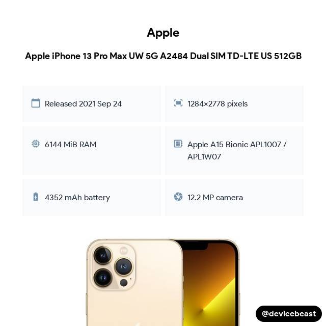 Apple iPhone 13 Pro Max UW 5G A2484 Dual SIM TD-LTE US 512GB cover
